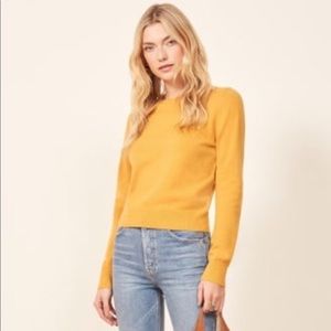 Reformation Cashmere Crew Neck Mustard Sweater